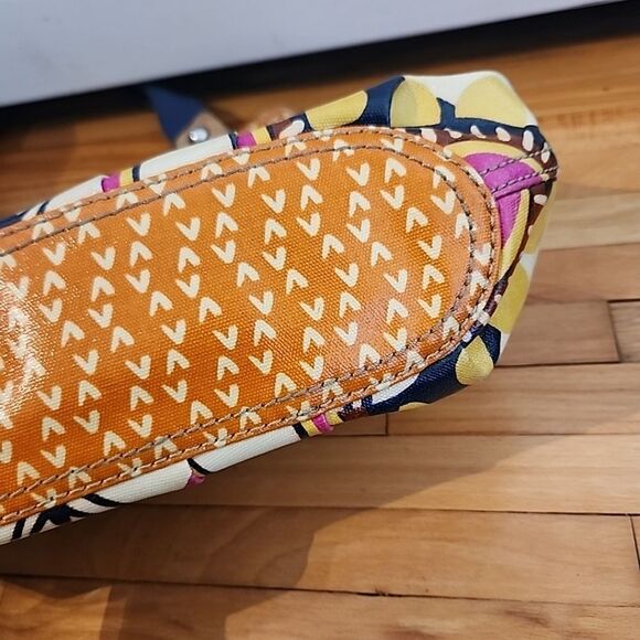 Fossil Key Per Hobo Tote Handbag Coated Canvas Geometric Hippie - Picture 7 of 10